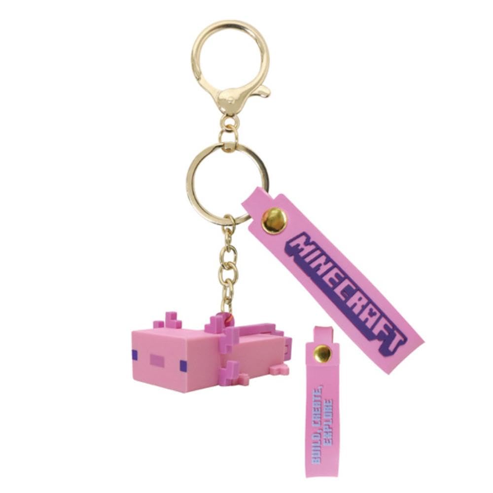 K Company Minecraft Pink Axolotl Mascot Keychain 3.5 Inches