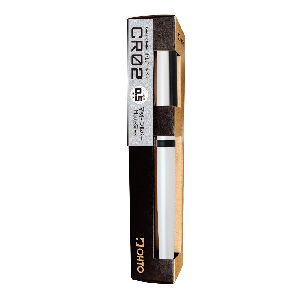 Ohto CR02 Water-Based Ballpoint Pen, Matte Silver CR02-05-MSV