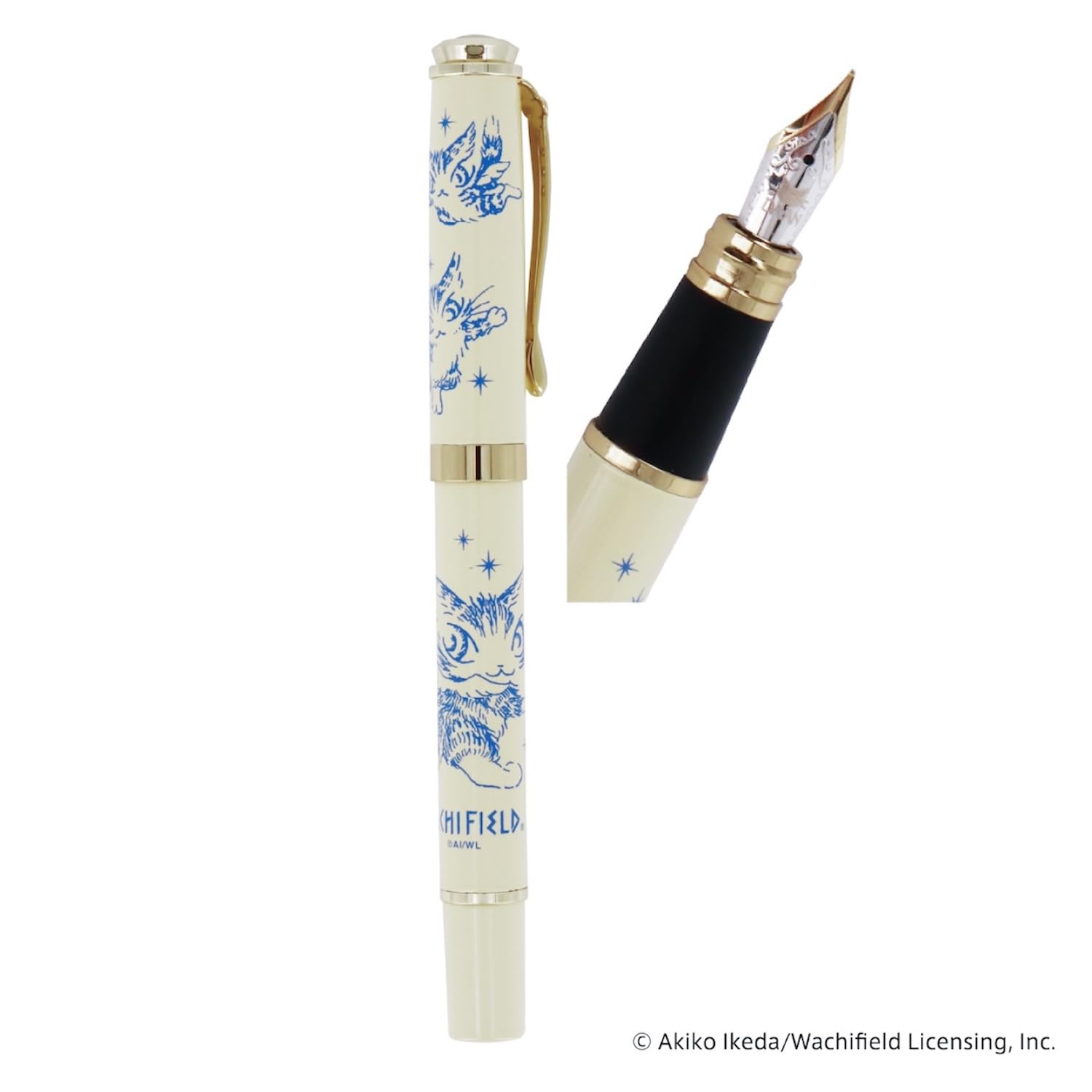 Gakken Wachi Field Cat Dayan Fountain Pen Ivory with Ink Cartridges