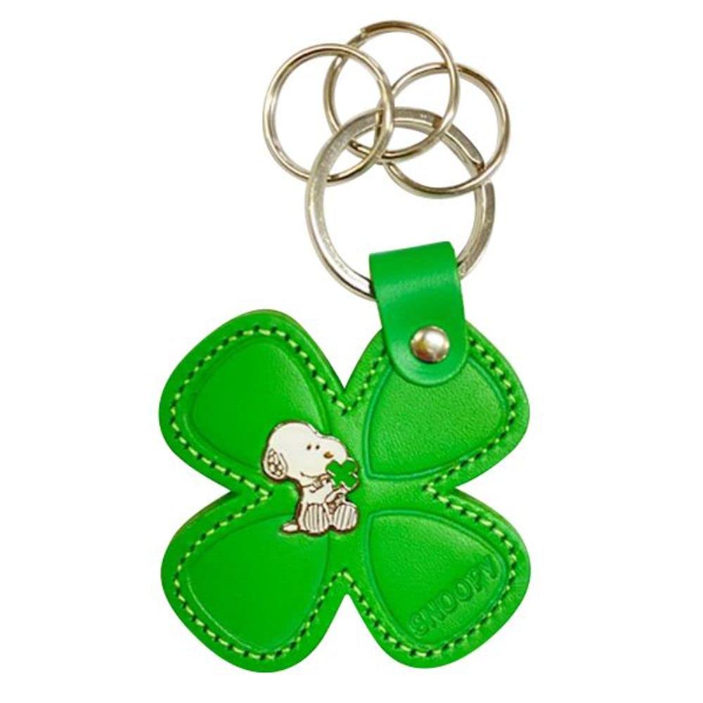 Ushikubo Kougei Clover Pattern Green Leather Key Holder