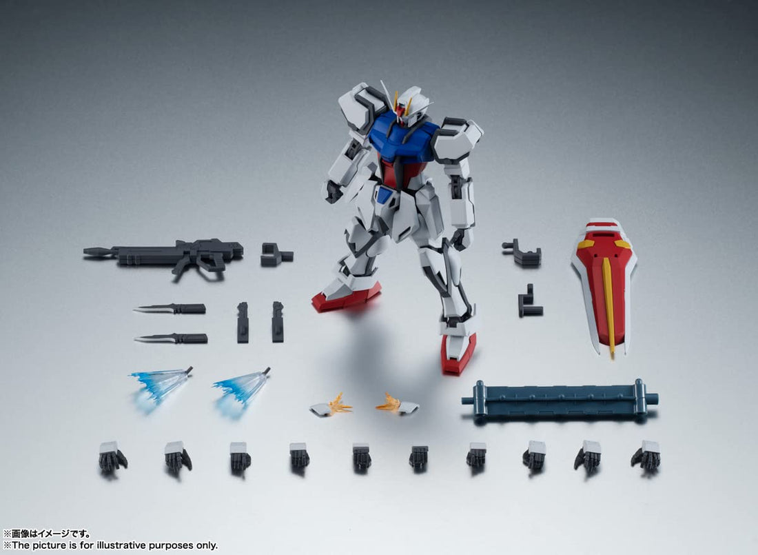 TAMASHII NATIONS ROBOT Spirits Mobile Suit Gundam SEED GAT-X105 Strike Gundam ver. A.N.I.M.E. Reissue, Approx. 125mm PVC & ABS Painted Action Figure