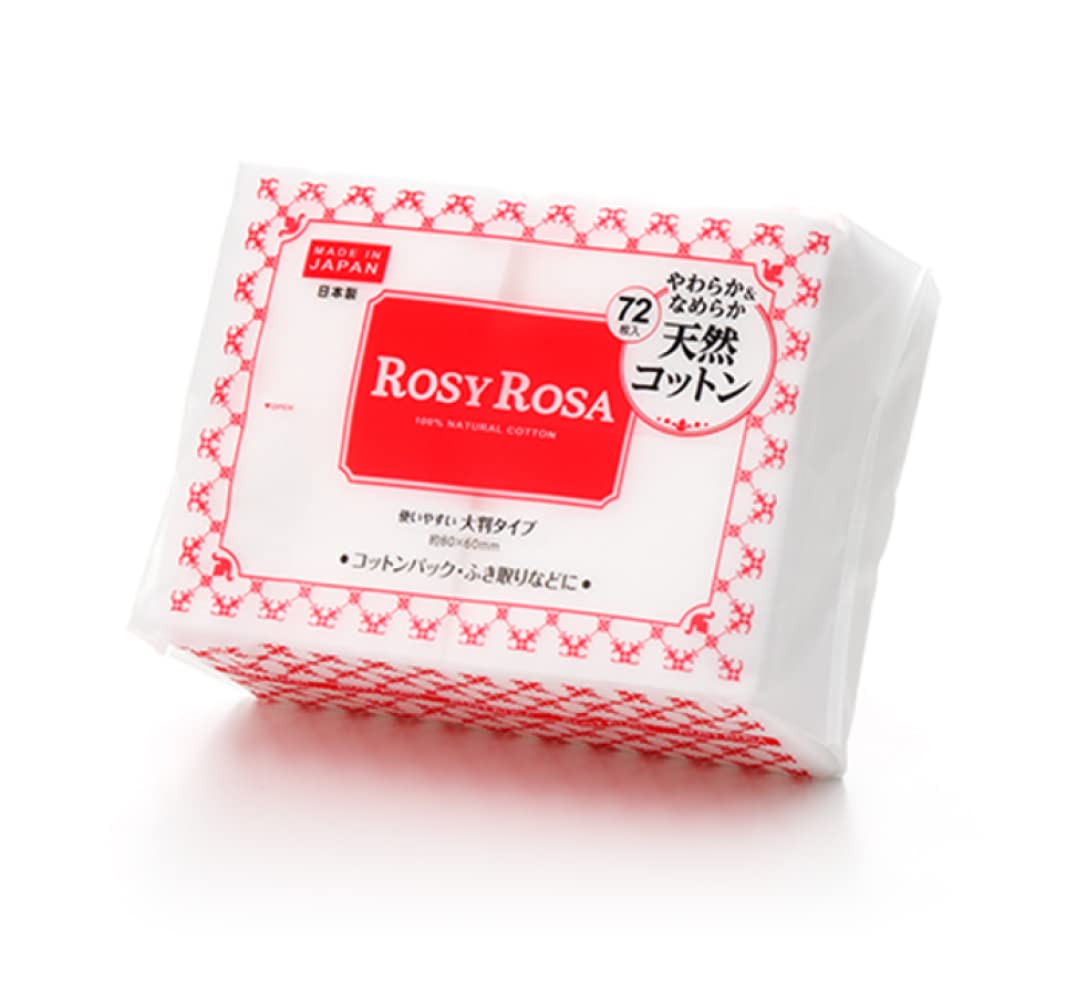 ROSY ROSA Large Cotton Pads 72 Count for Gentle Makeup Removal