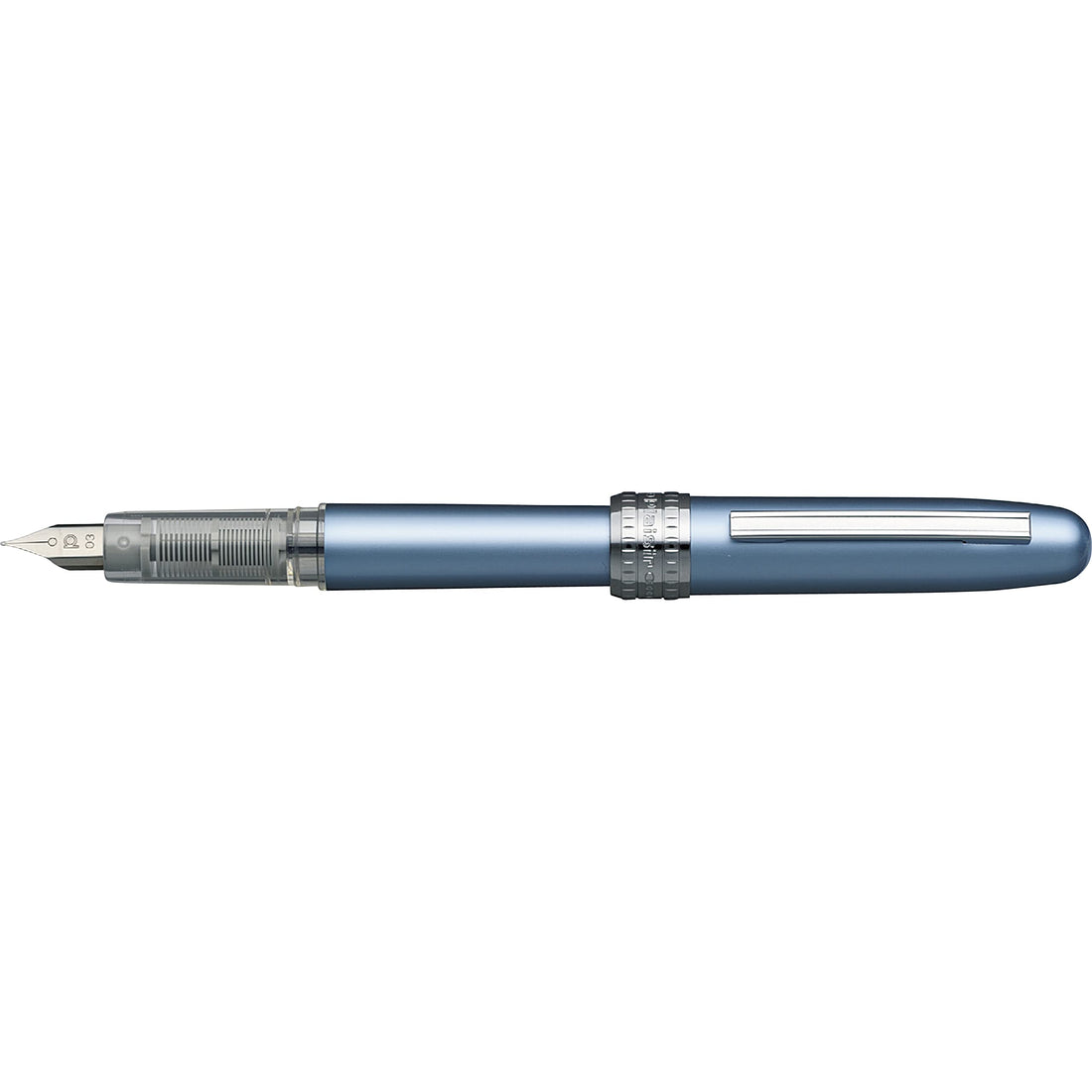 PLATINUM Plaisir Fountain Pen, Medium Nib, Frosty Blue, 1 Piece
