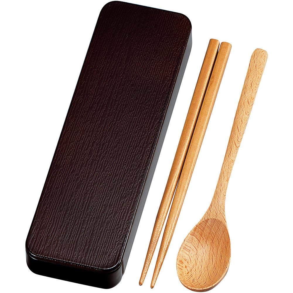 Tatsumiya Spoon and Chopstick Set Slide Bent Wappa Dark Brown 18cm