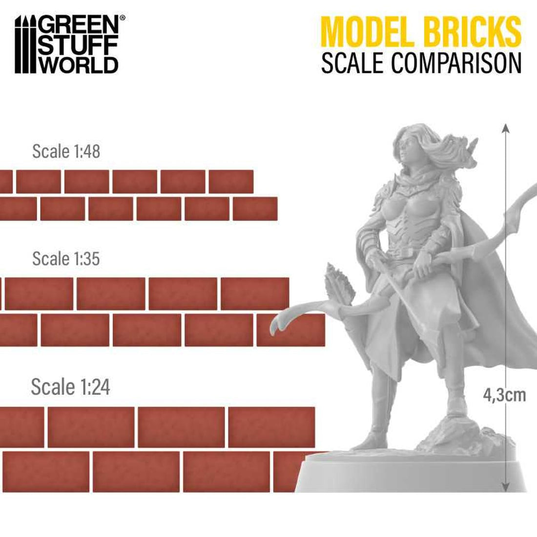 Green Stuff World 1/35 Diorama Brick Set Gray 500 Pack Miniature Accessory