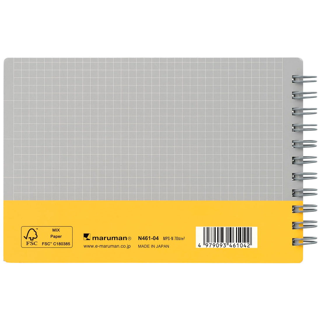 maruman Utoka Pocket-Size Ring Notebook, 4 mm Grid, Yellow, N461-04