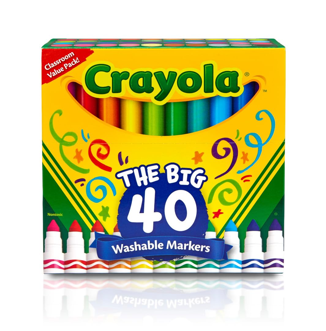 Crayola Washable Markers 40 Colors Big Set for Creative Fun