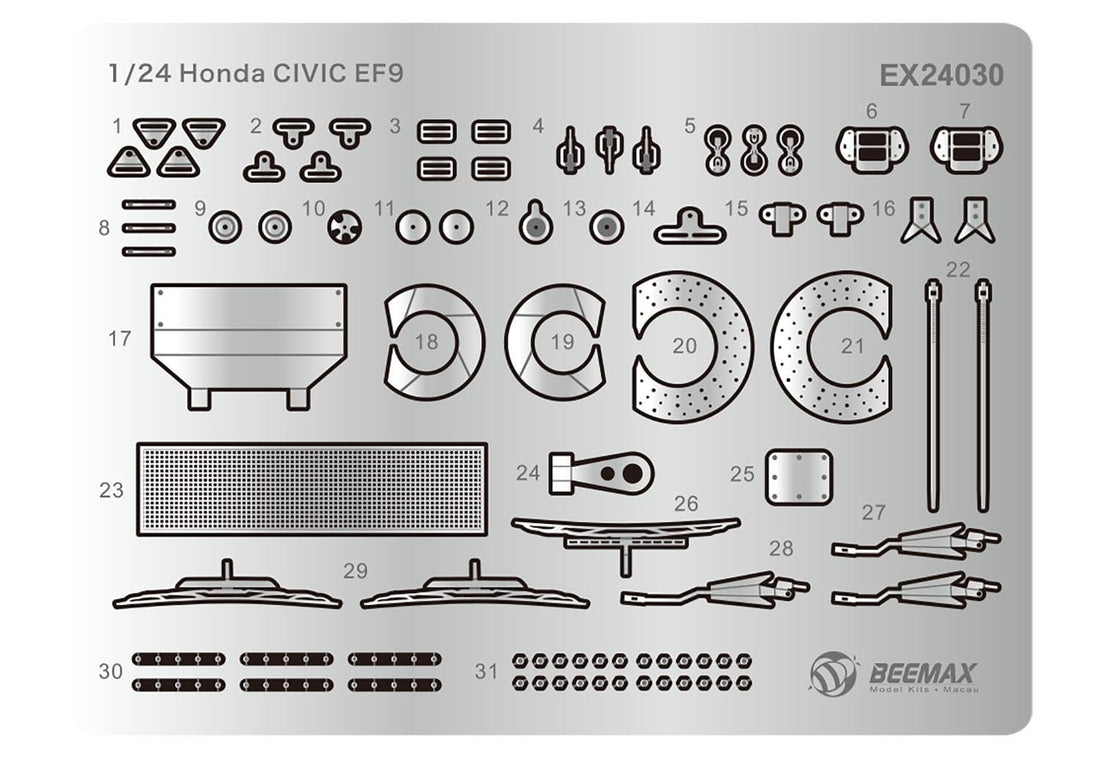 PLATZ 1/24 Scale Model Detail Parts Set for Honda Civic EF-9 Gr.A