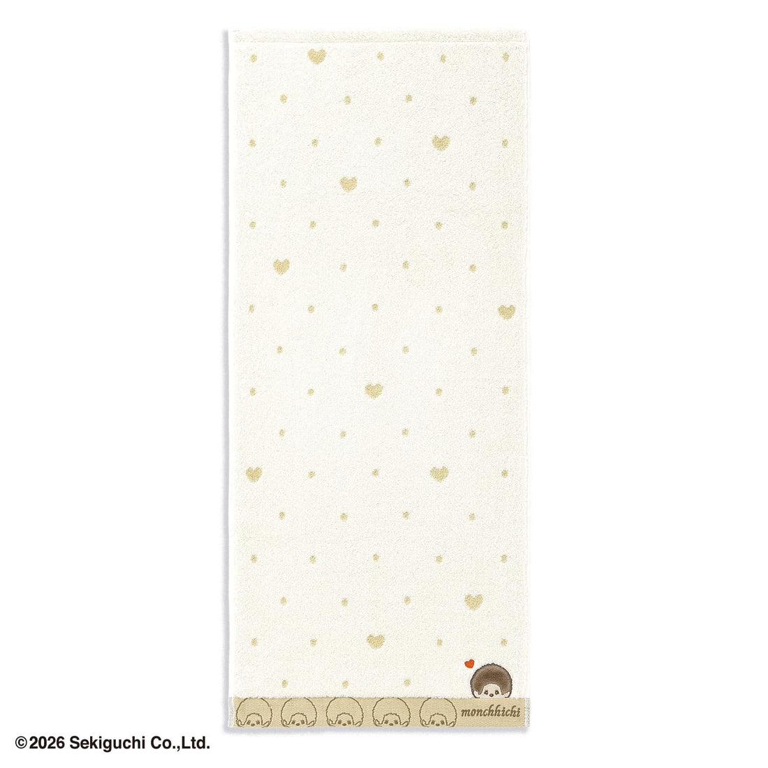 Monchhichi Dot Heart Face Towel Ivory 34x80cm Cute Design