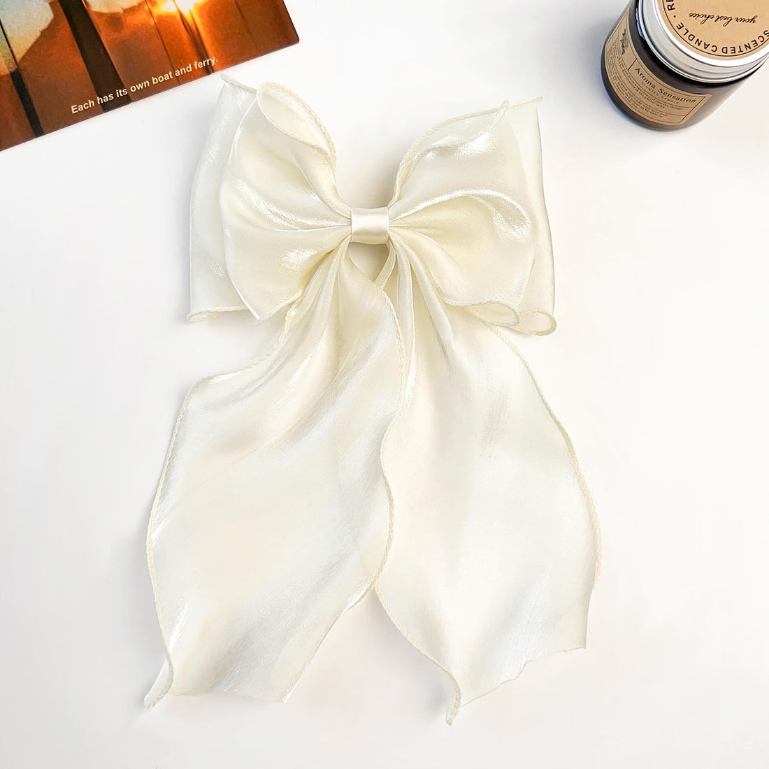 G Triger Sheer Ribbon Hair Clip White for Lolita Style