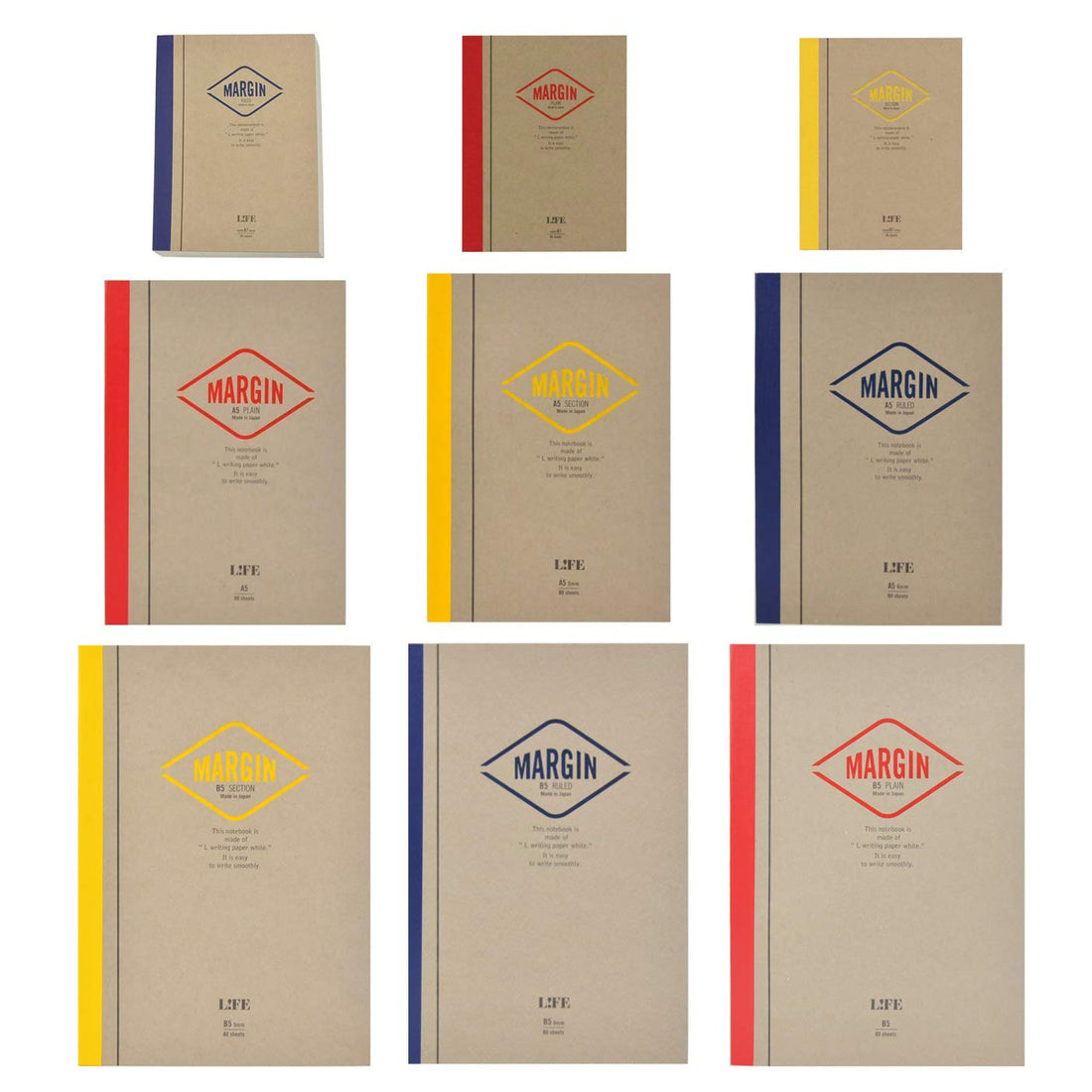Life MARGIN B5 Yellow Notebook N700, 80 Sheets