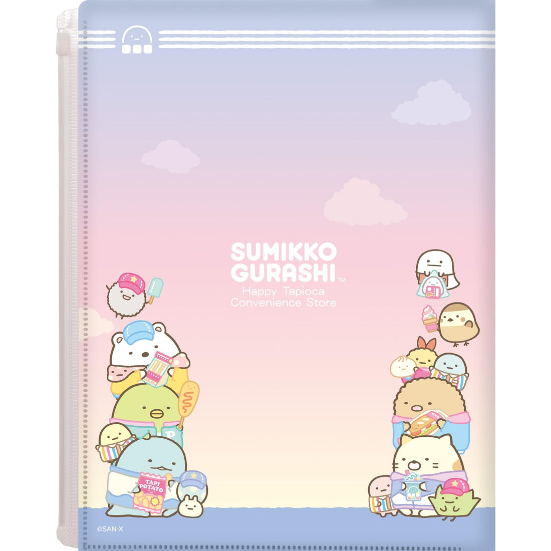 San-X Sumikko Gurashi “Wakuwaku Tapioca Convenience Store” Clear Holder, 6+1 Pockets, H310 × W245 mm