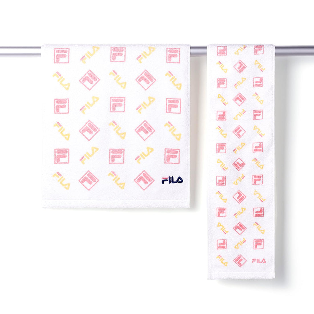 FILA Logo Mix Face Towel Pink for Sports and Gym 34x75cm