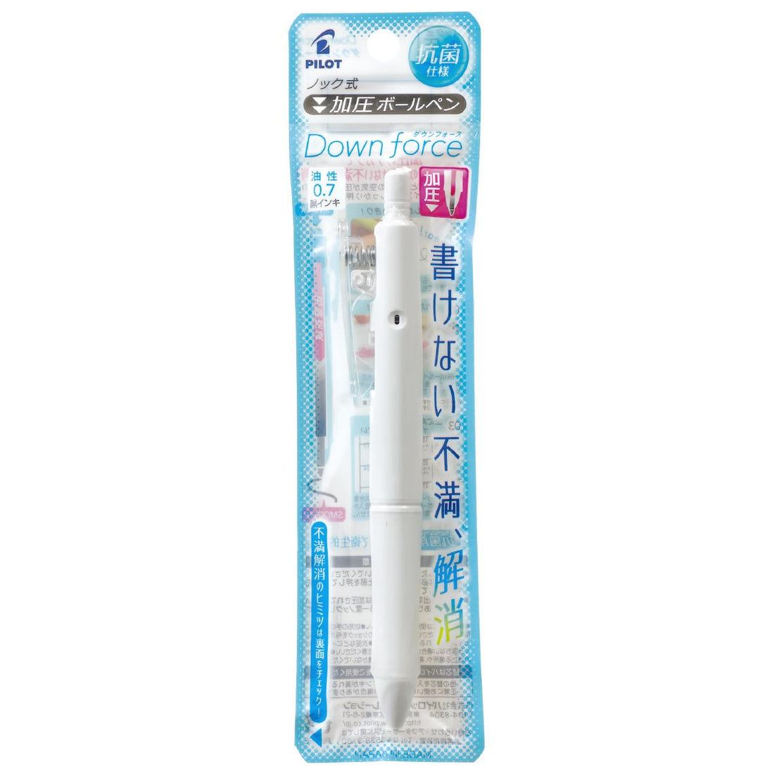 PILOT Down Force R Pressurized Ballpoint Pen 0.7mm, White BDWR40FW