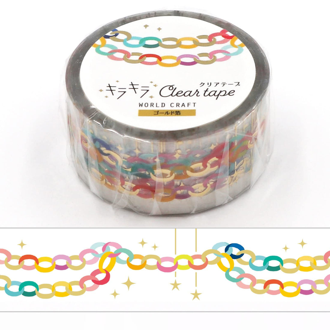 World Craft Glitter Clear Tape Gold Foil 20mm Paper Garland