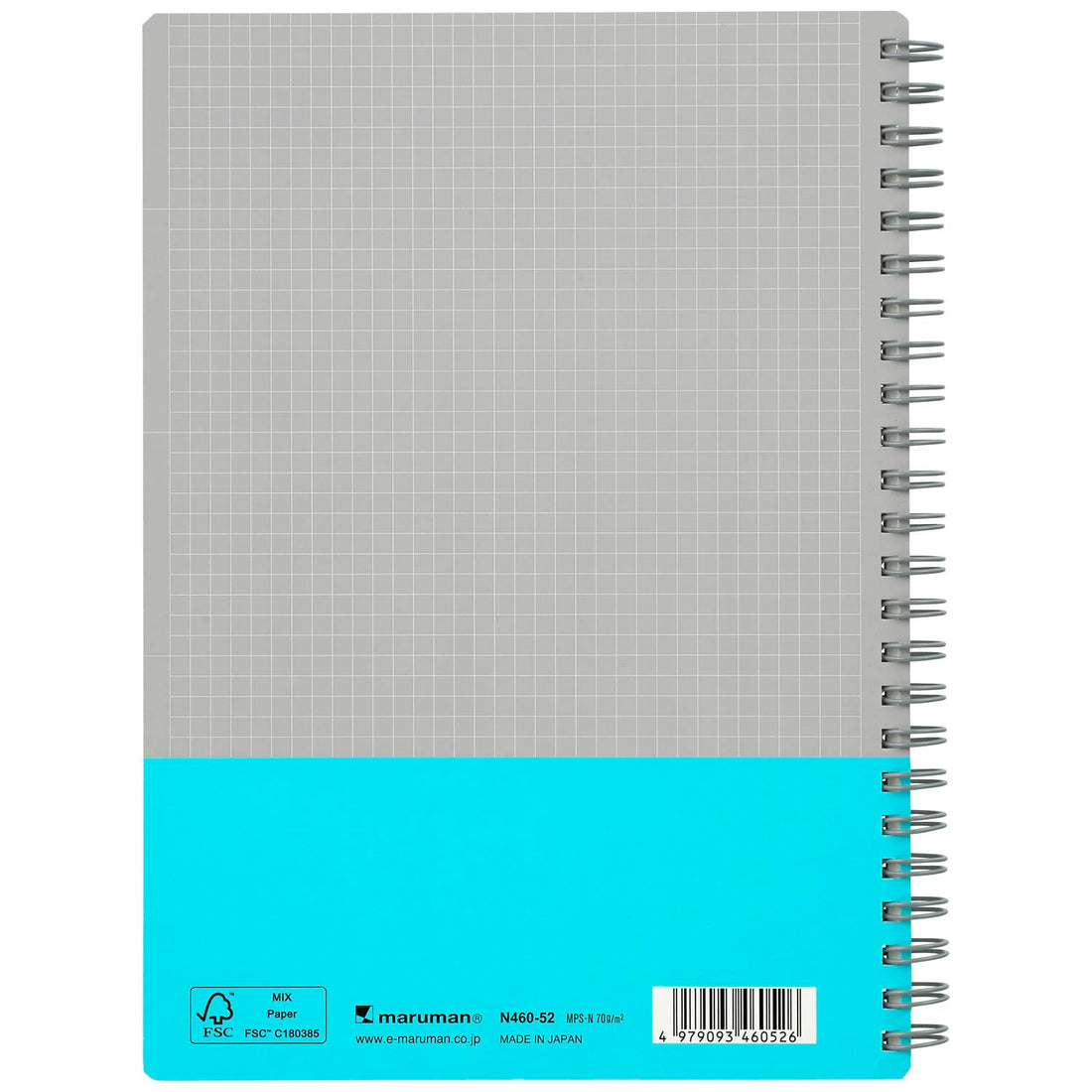 maruman Utoka A5 Ring Notebook, 4 mm Grid, Light Blue, 90 Sheets (N460-52)