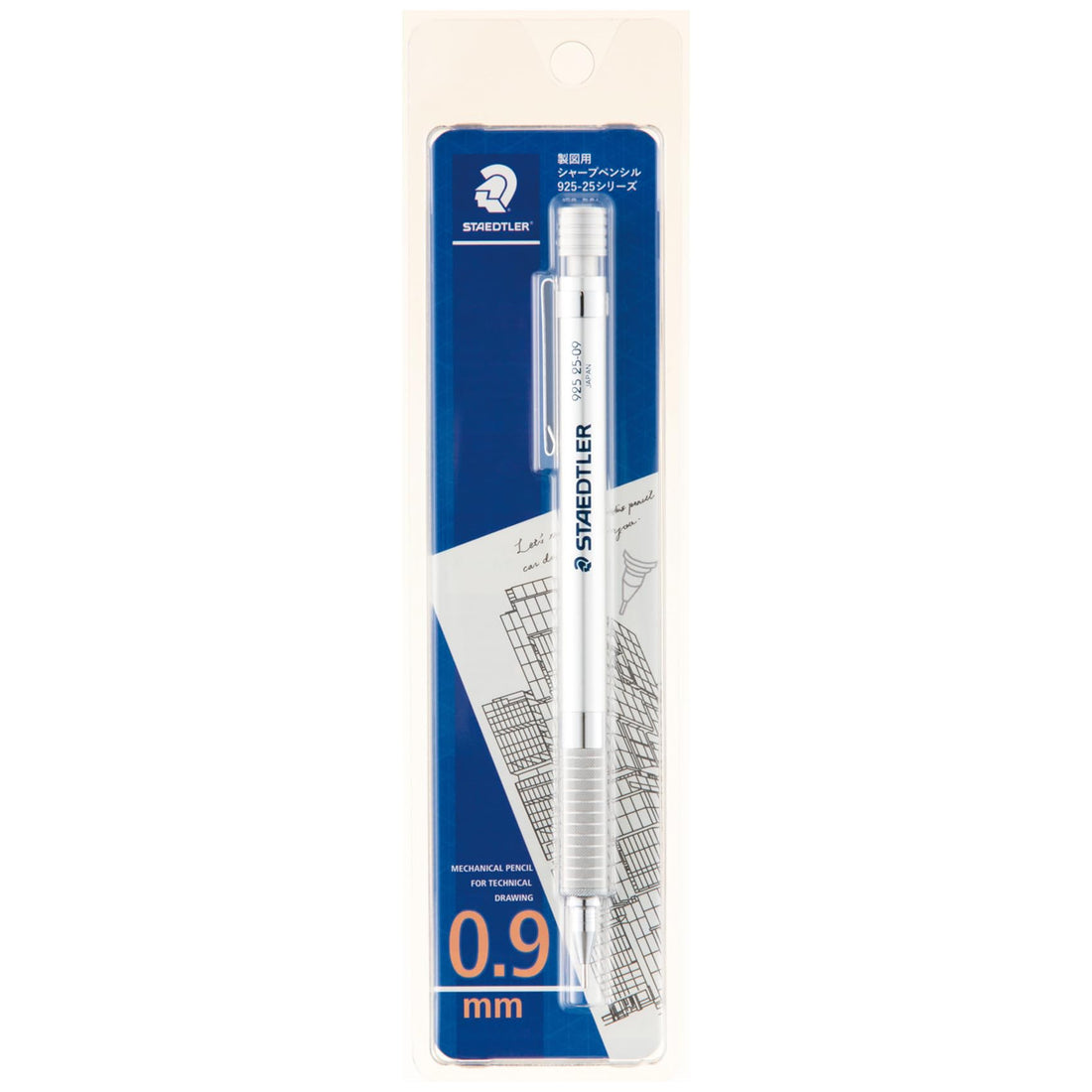 STAEDTLER 0.9mm Drafting Mechanical Pencil Silver Series 925 25 Blister Pack 92525 09BK