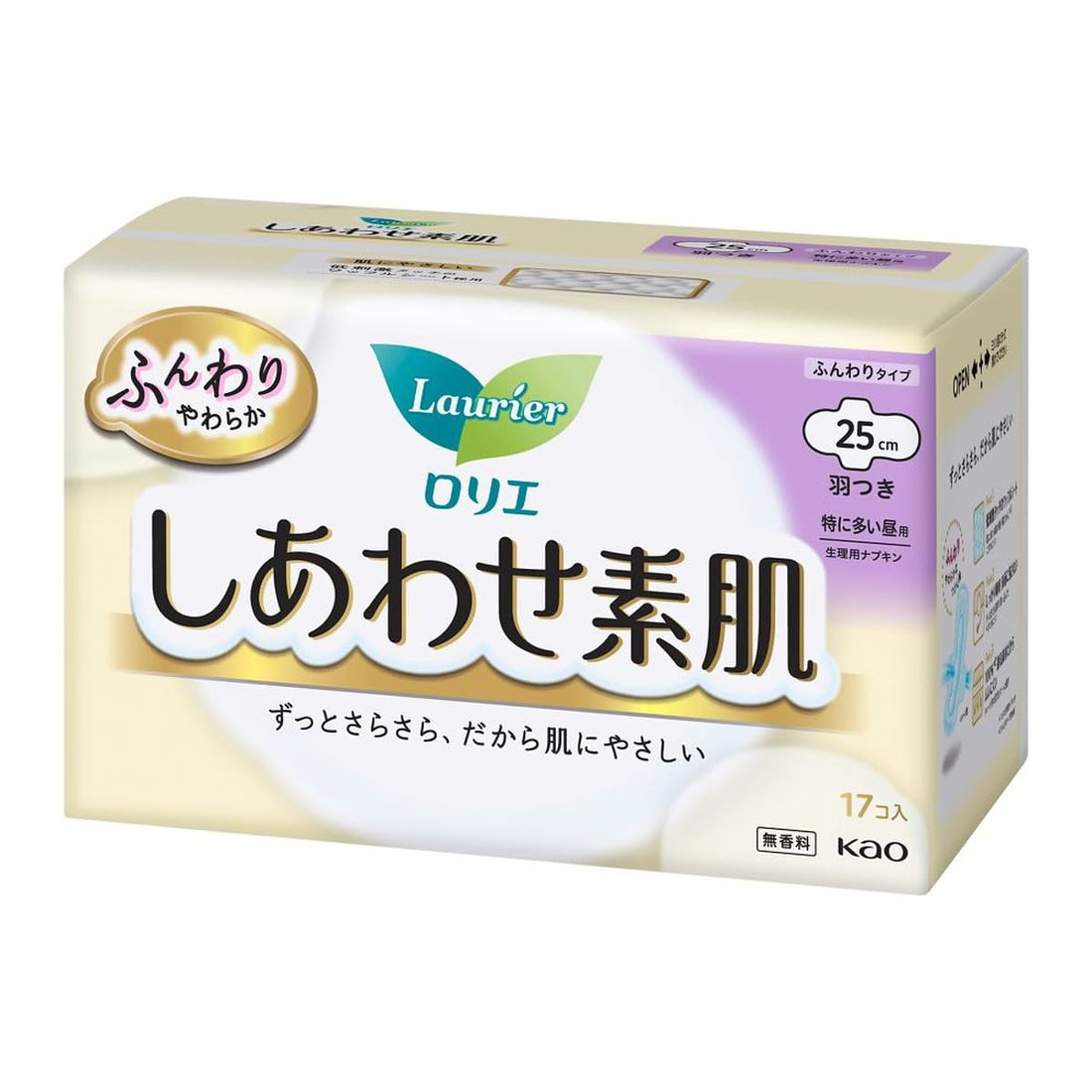 Kao Laurier Happy Skin Soft Type Daytime Pads 25cm 17 Count