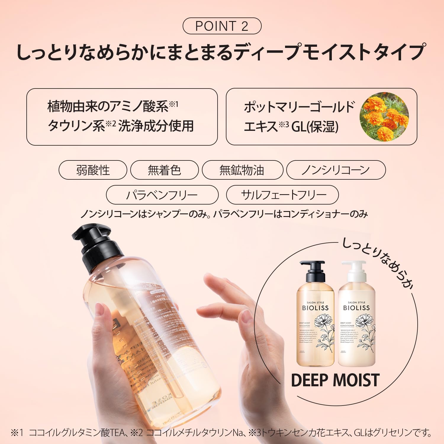 SALON STYLE Deep Moist Shampoo 470mL for Damage Care