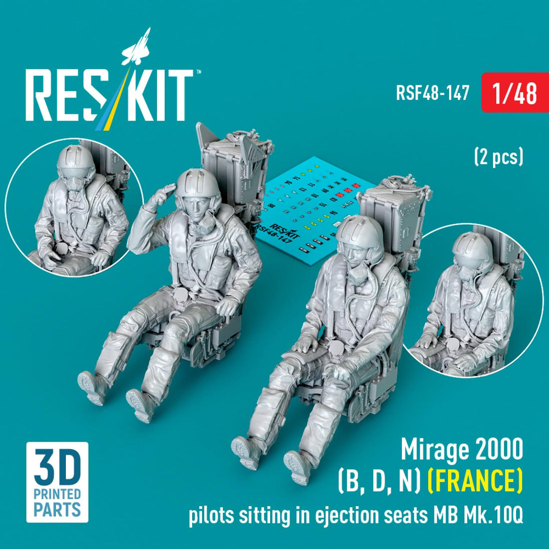 Reskit 1/48 Mirage 2000B/D/N French Military Crew with Ejection Seats