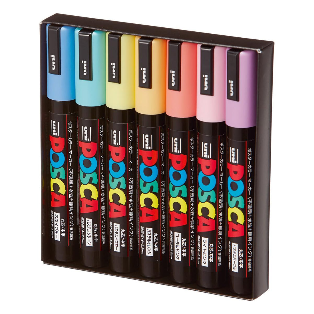 uni Water-Based Marker Posca Medium Tip 7 Colors Set
