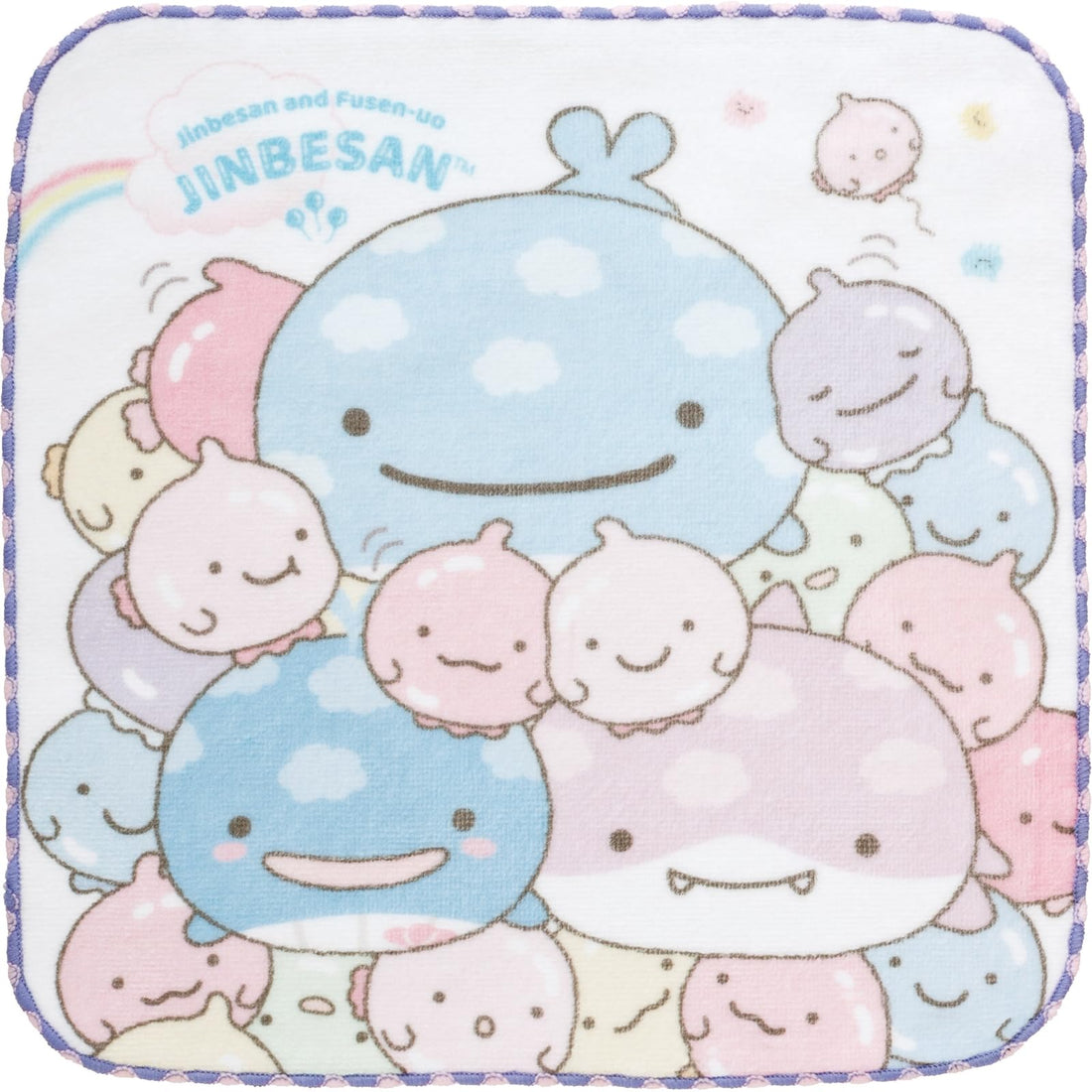 San-X Jinbeisan Mini Towel Featuring Jinbeisan and Balloon Fish 250mm