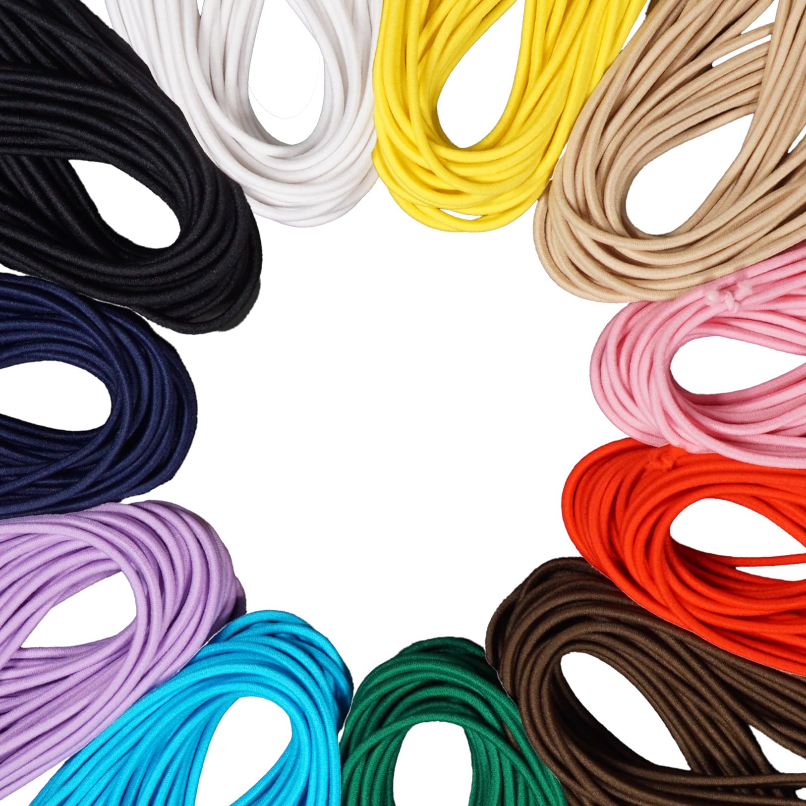 Kintenma Woolly Round Rubber Hair Ties 3mm for Crafting and Styling
