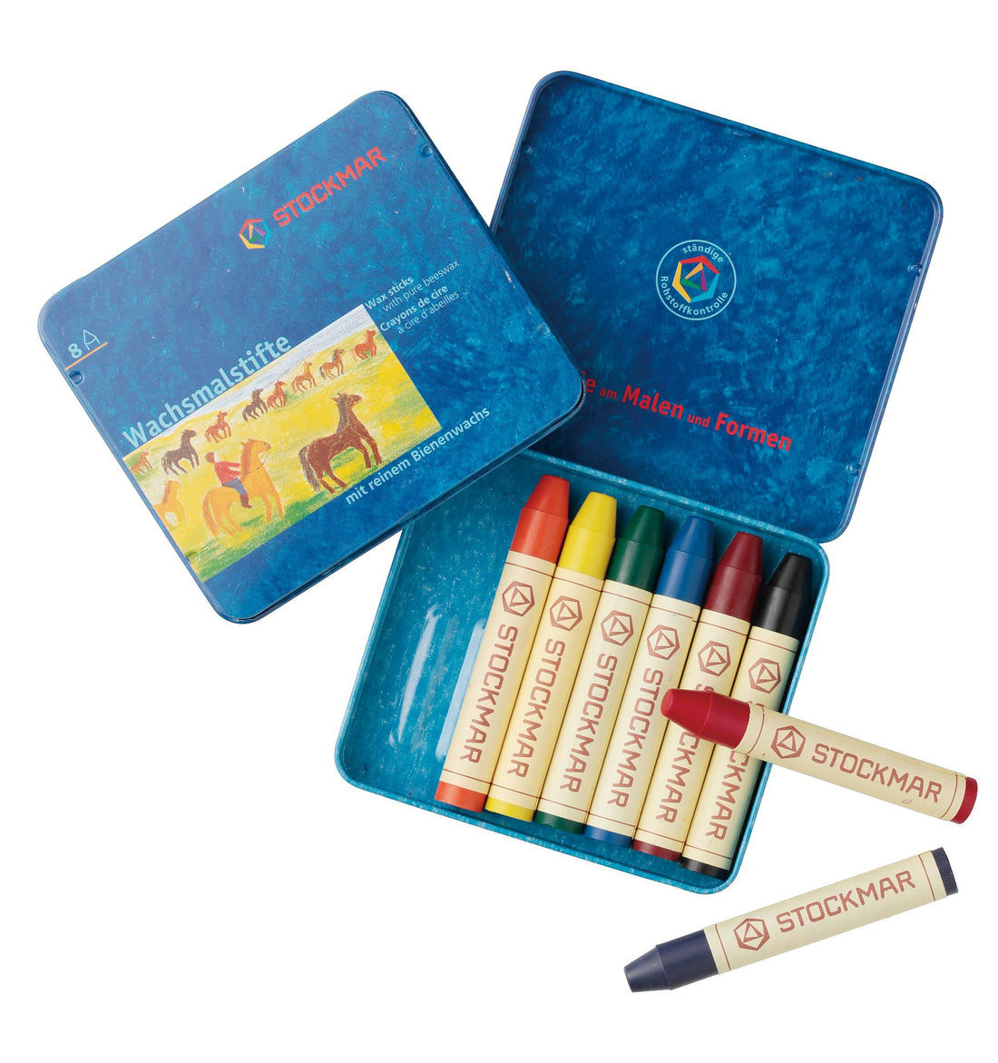 STOCKMAR Beeswax Stick Crayons 8 Colors in Tin for Creative Fun