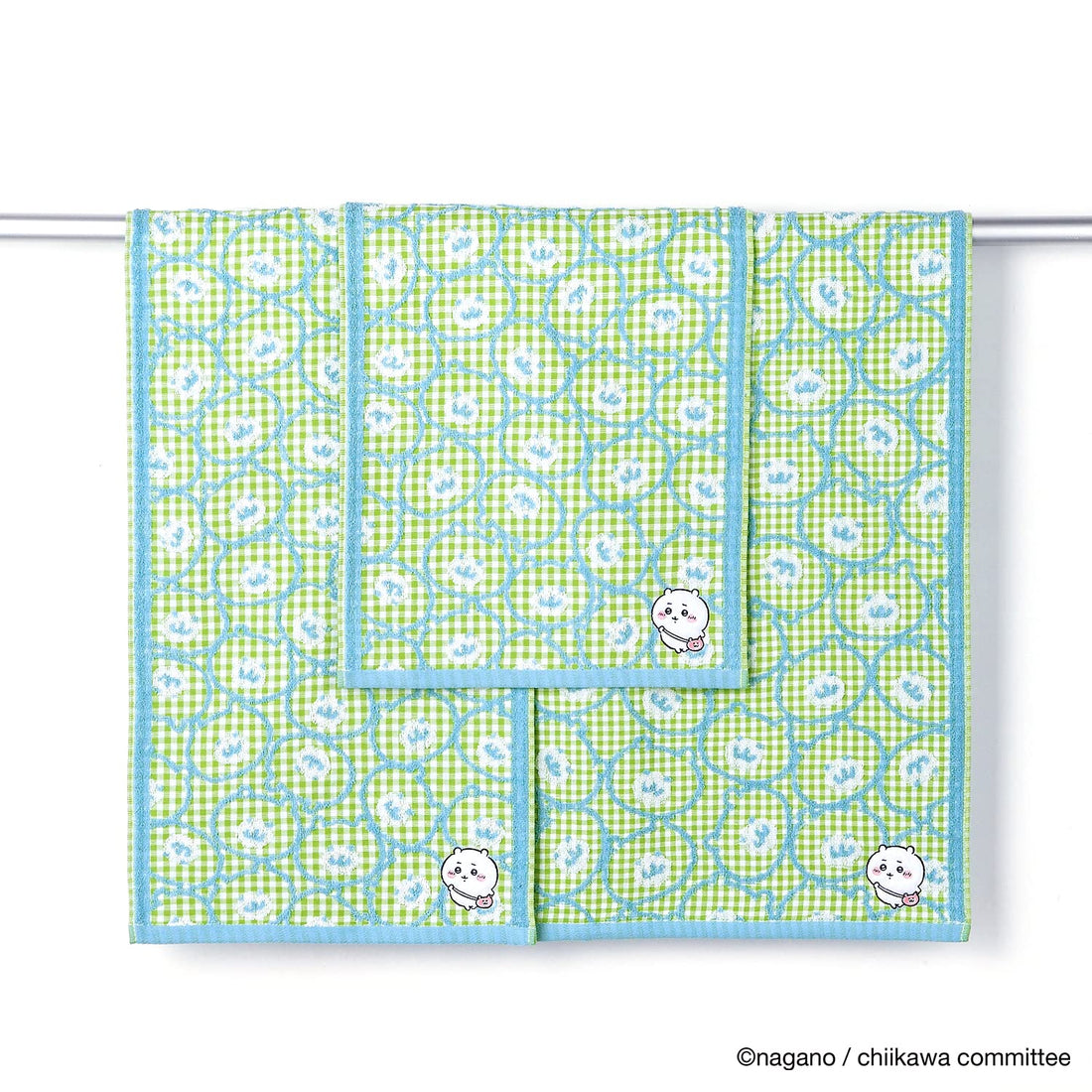 Chiikawa Face Towel Green Soft Cotton 34x80cm