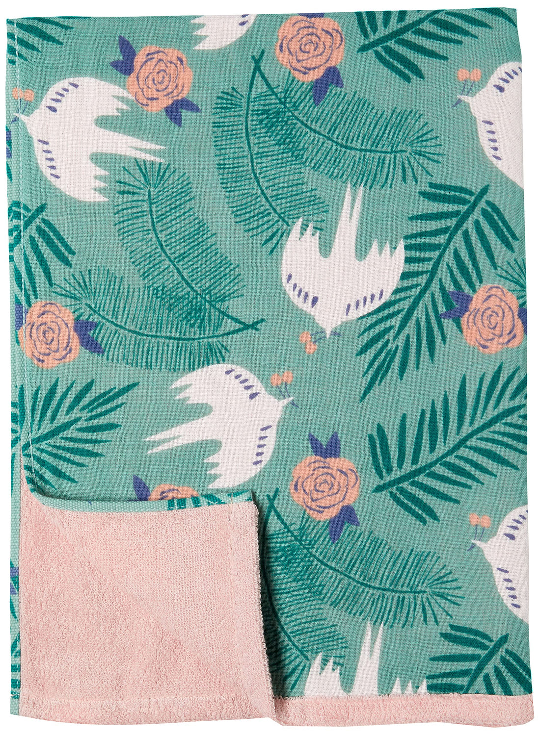 Marushin Polku Face Towel Cute Turtle Dove 100% Cotton Soft and Fluffy