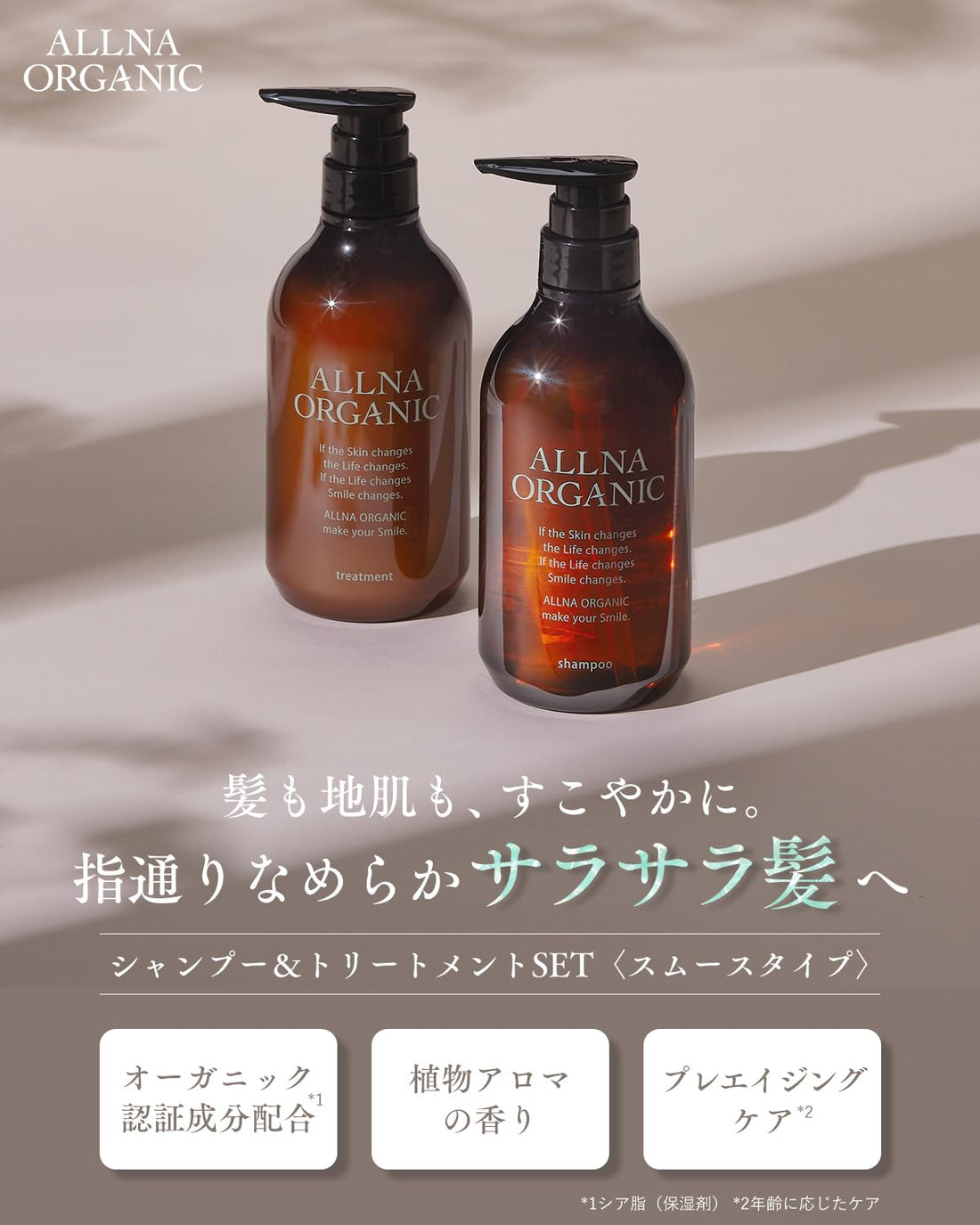 ALLNA ORGANIC Shampoo & Treatment Gift Set, Smooth Type, Botanical Aroma, 500ml Each