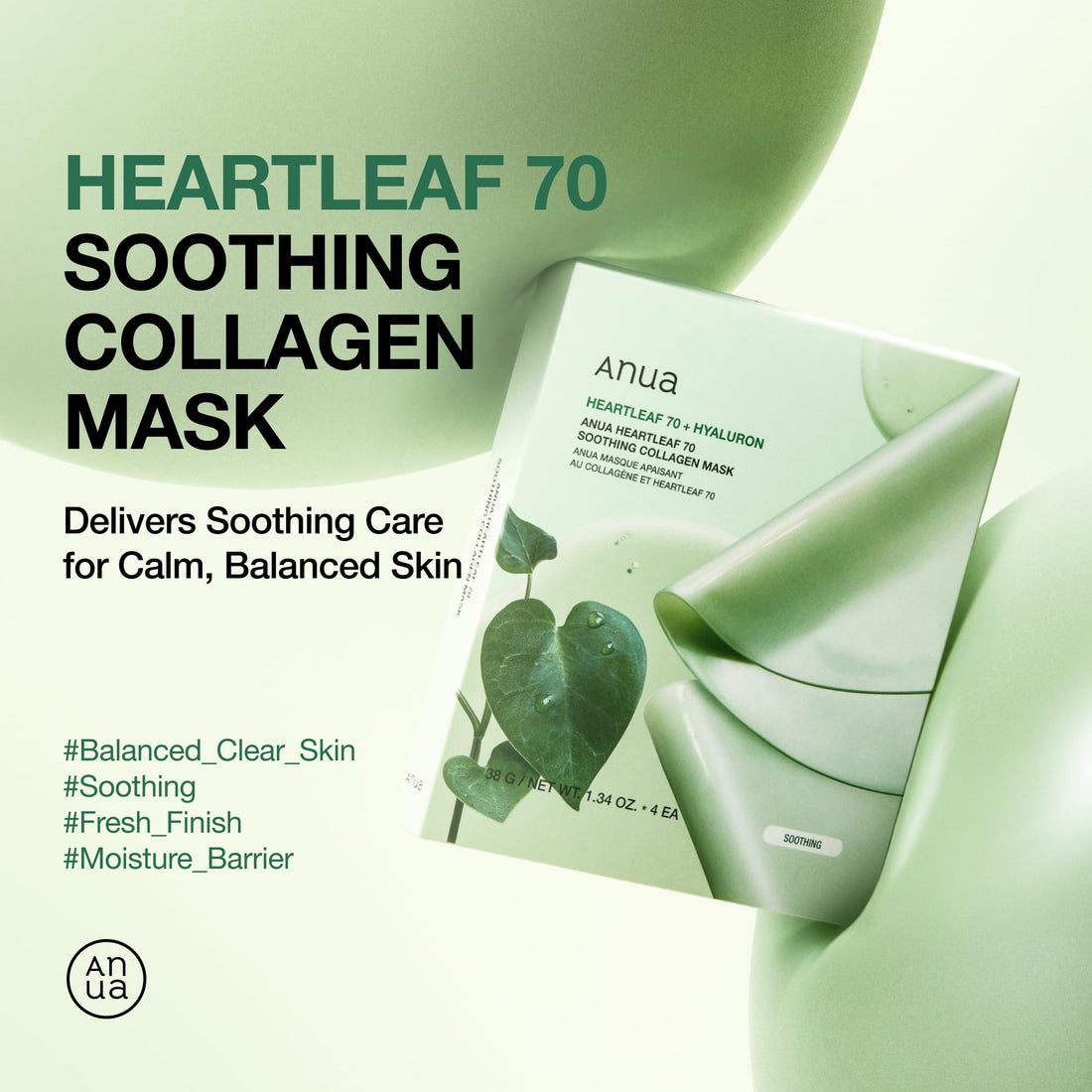 ANUA Masque Visage au Collagène Soothe 70 en Pack de 4