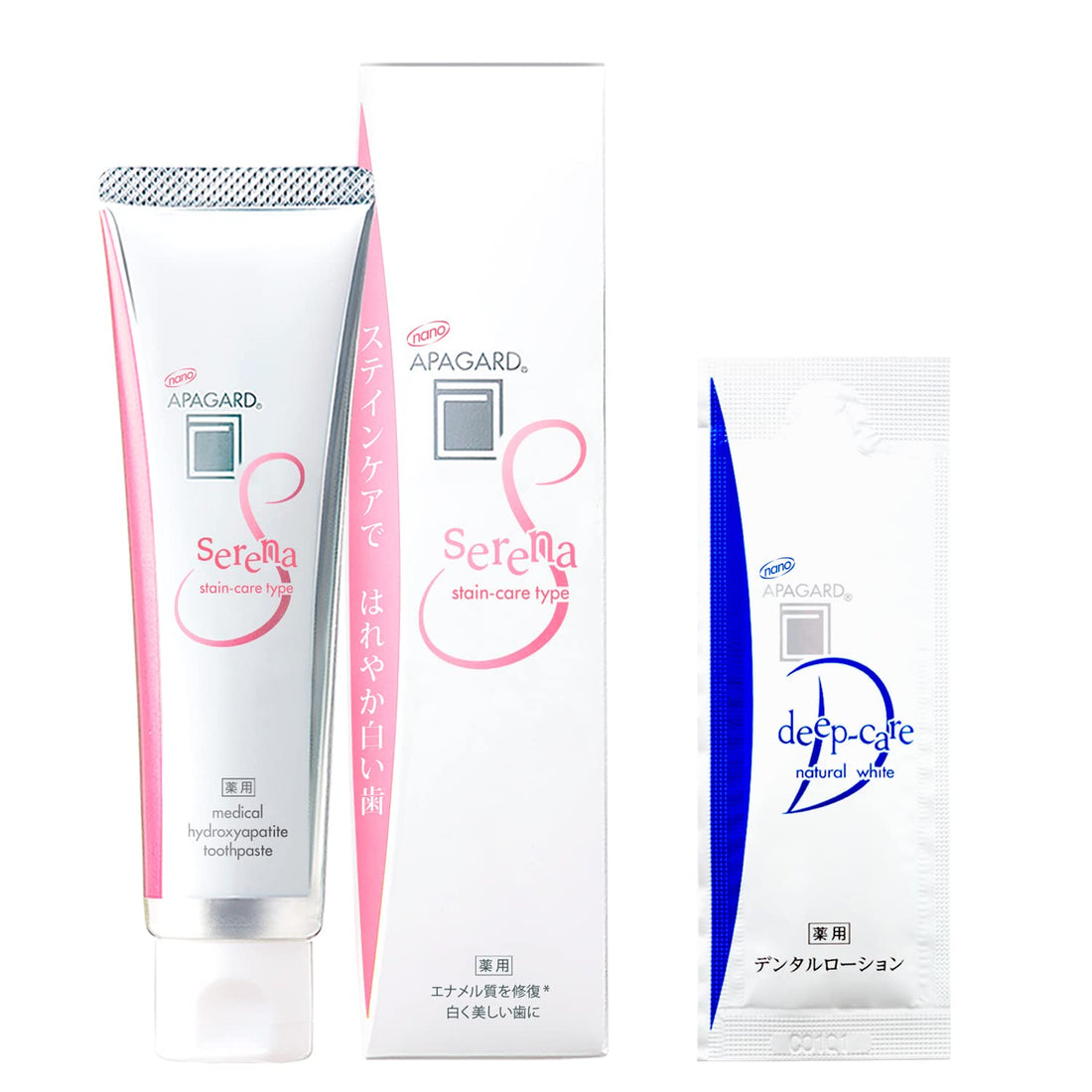 APAGARD Serena 105g Whitening Stain Removal Toothpaste + Deep Care Mouthwash (5ml) Included