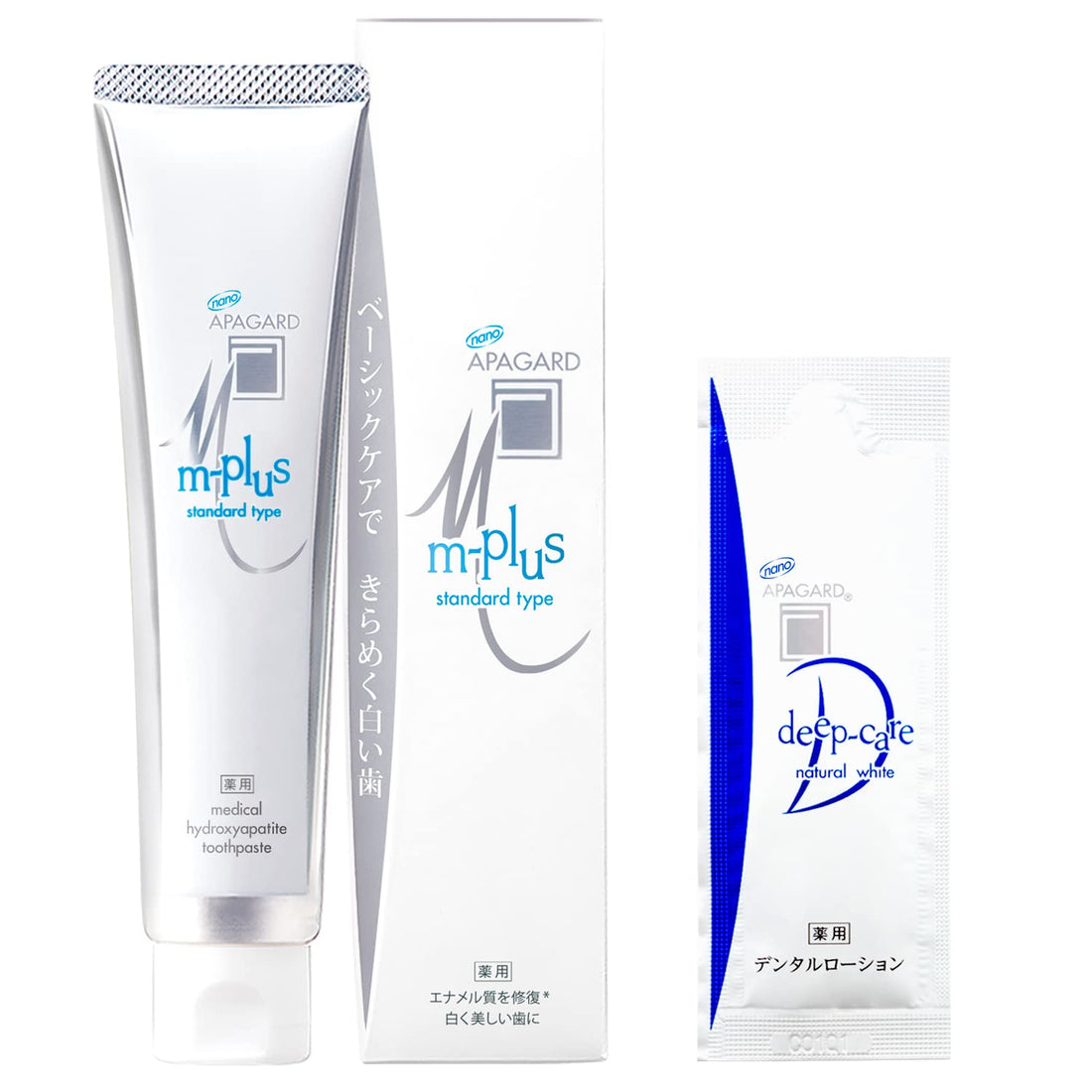 APAGARD M Plus 130g Whitening Stain Removal Cavity Prevention Toothpaste Standard Type + Deep Care Mouthwash (5ml) Included