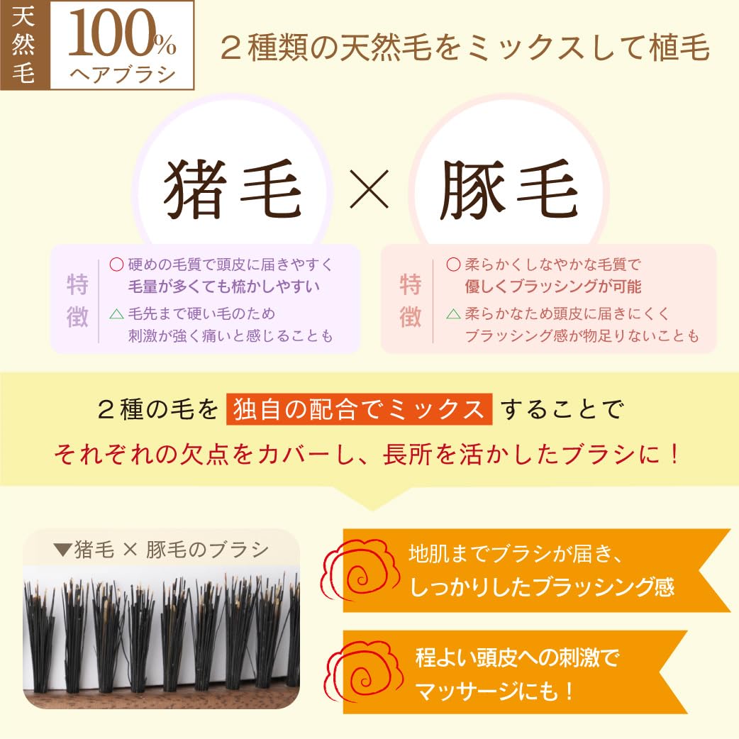 Besukougyou Vess Natural Hair Brush for Gentle Care