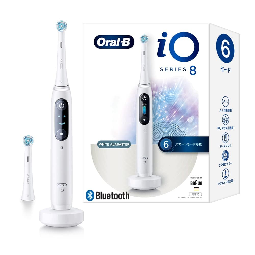 Braun Oral-B iO8 Rechargeable Electric Toothbrush, White Alabaster, iOM82A10WT