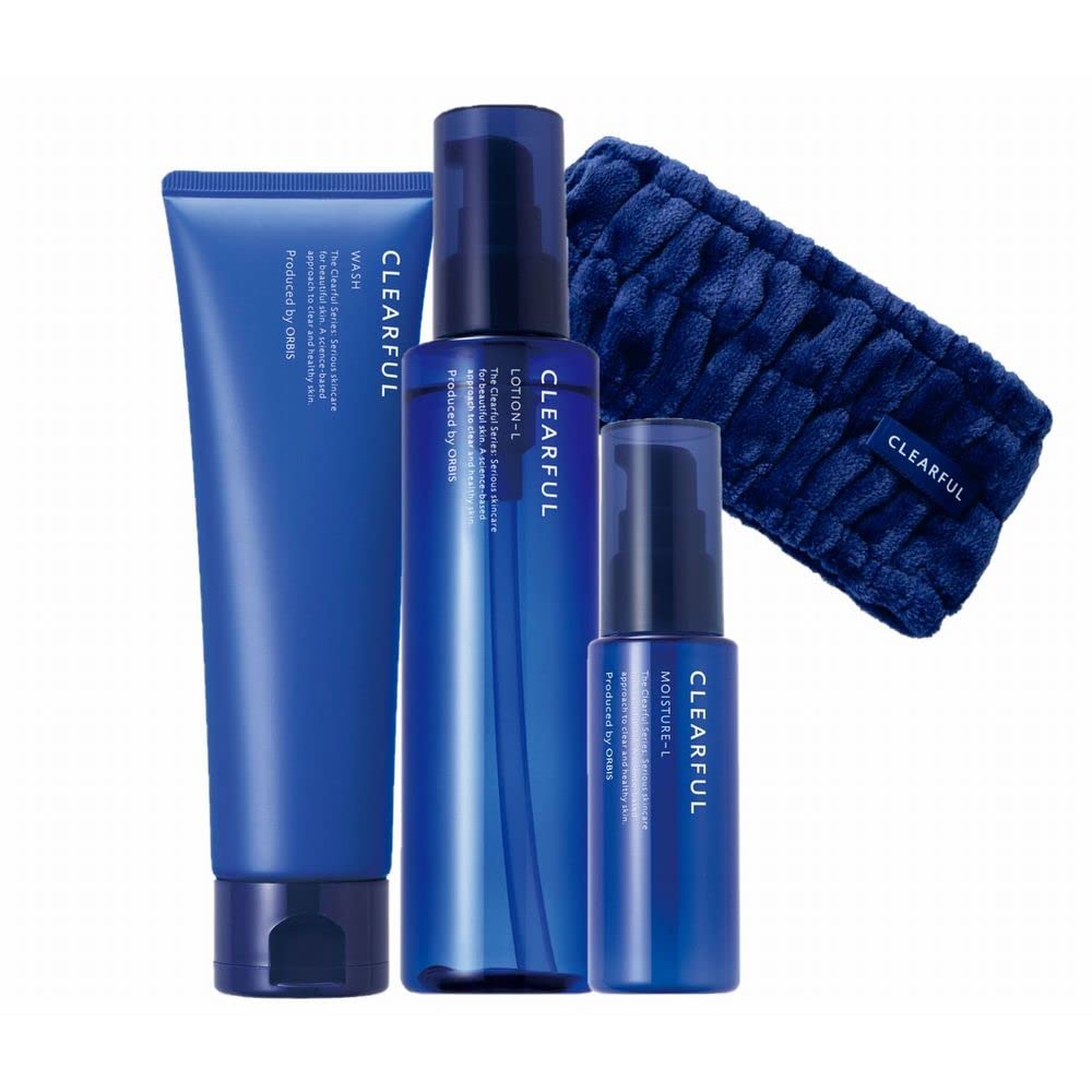 CLEARFUL 3-Step Set / Face Cleansing Foam & Lotion & Moisturizing Liquid & Thirst Cleansing Hair Band