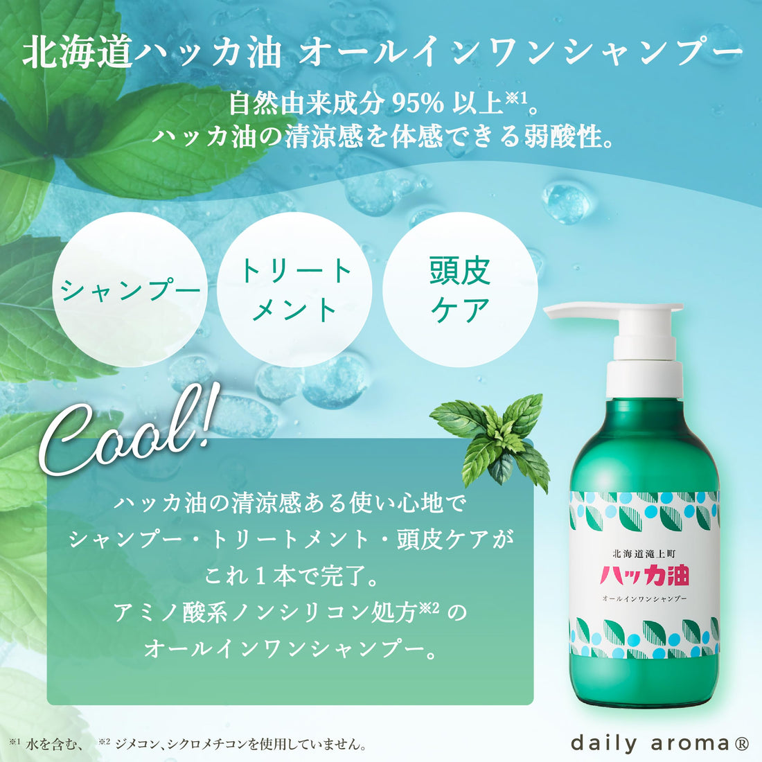Daily Aroma All-in-One Shampoo Set with Mint Fragrance 365mL x 3
