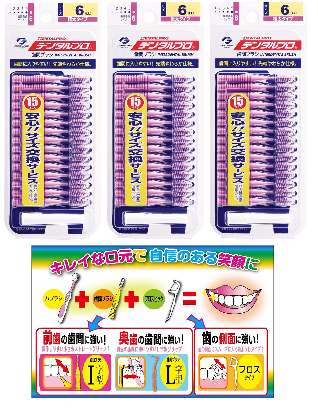 Dental Pro DP Brosse Interdentaire 15P Taille 6(LL) 3P + Brochure