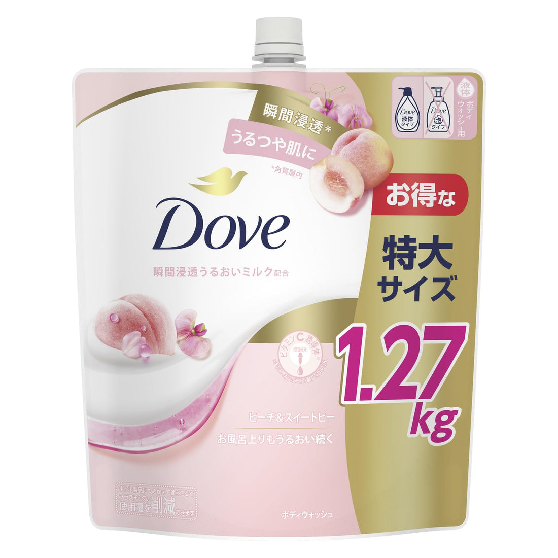 Dove Gel Douche Pêche & Pois de Senteur Recharge 1270g