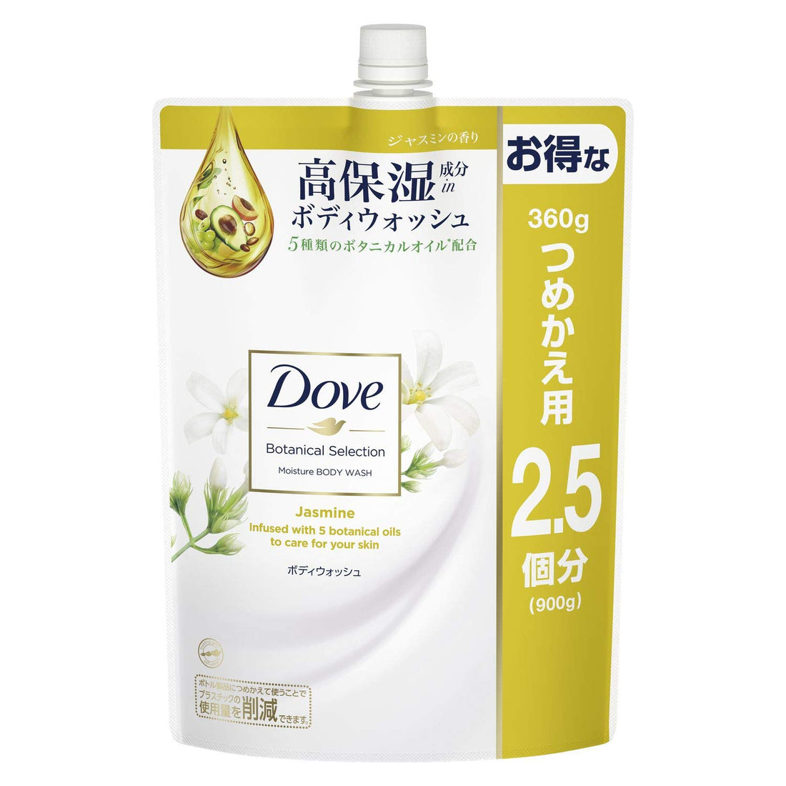 Dove Gel douche botanique jasmin 900g pour une hydratation douce