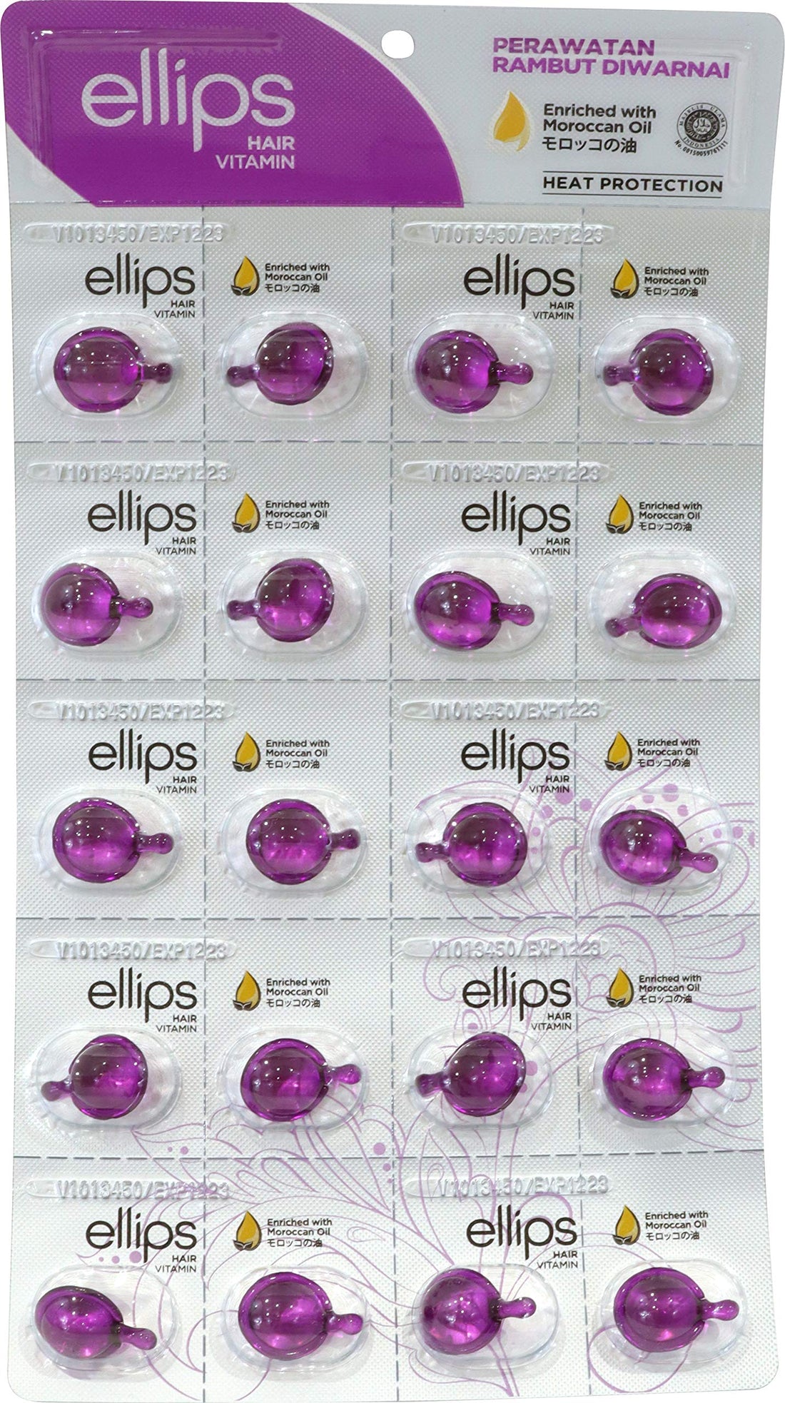 Produit exclusif du Japon : ellips Huile capillaire Clear Purple Type en sachet de 20 pièces