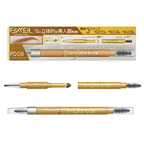 excel Poudre & Crayon à Sourcils Honey Brown 3 en 1