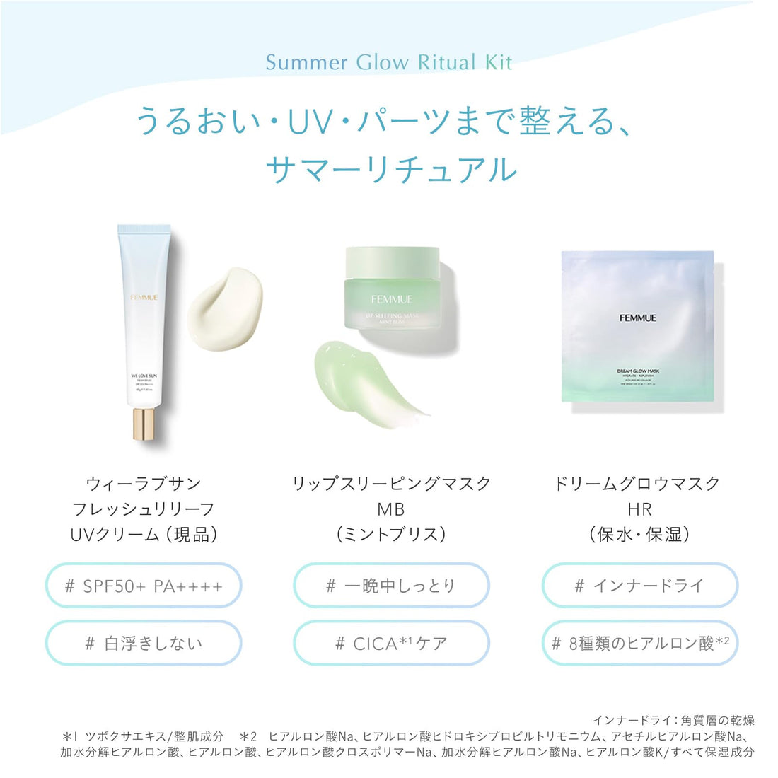 FEMMUE Summer Glow Ritual Kit with UV Cream and Sheet Masks