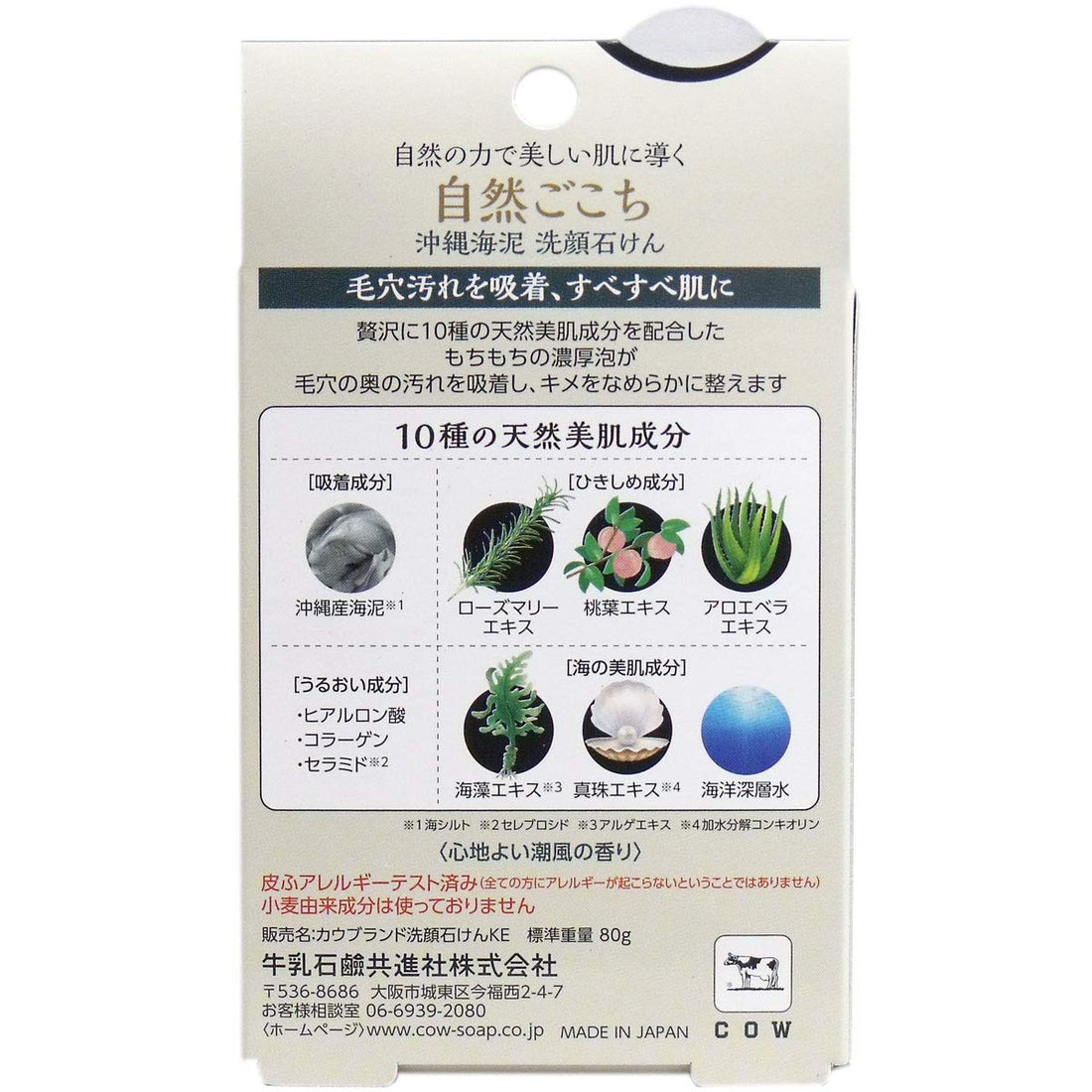 Shizengokochi Sea Mud Cleansing Soap with Rich Lather 80g