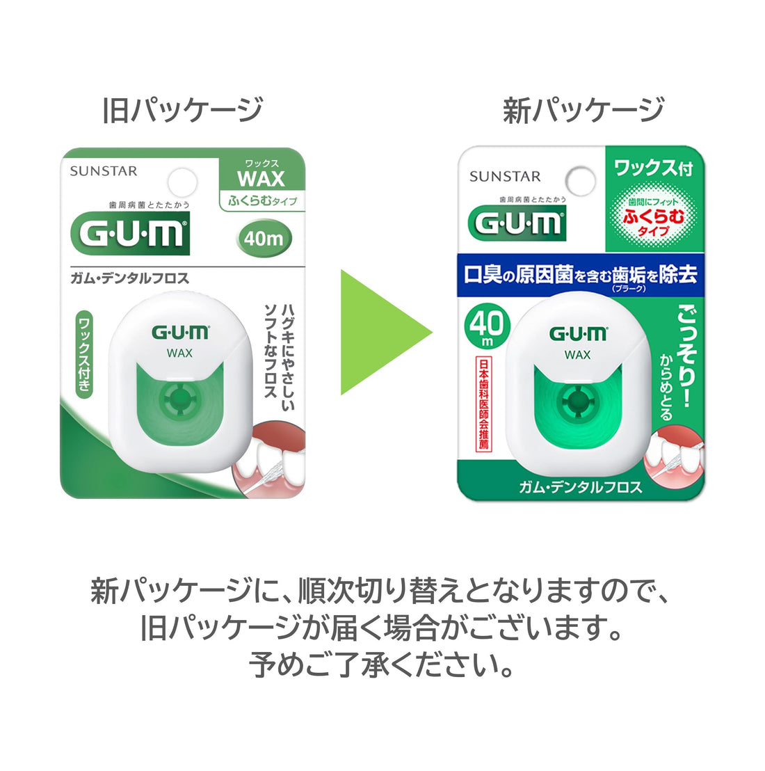 GUM Dental Floss Waxed Type 40m for Effective Interdental Care