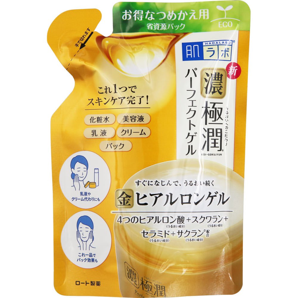 Hada Labo Gel Parfait Tout-en-Un Ultra Hydratant 4 Acides Hyaluroniques × Squalane × Céramide × Sakuran Recharge 80g