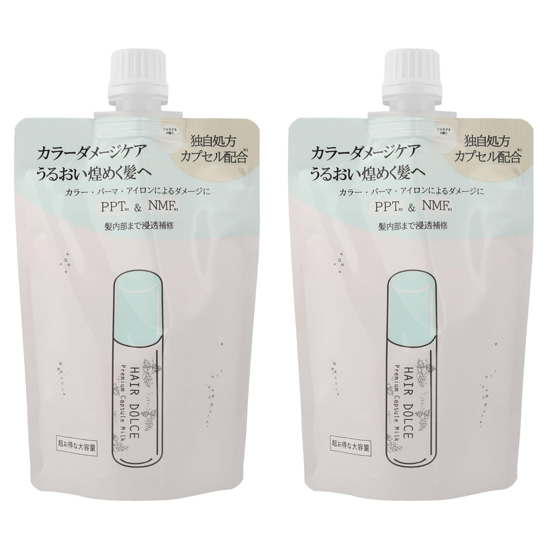Headoruchepuroshotto HAIR DOLCE Premium Capsule Milk Leave-In Hair Treatment, Chardonnay Scent, Large Refill 200ml × 2