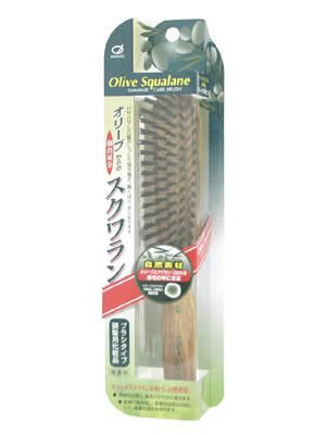 Ikemotoburashikougyou Olive Squalane-Infused Brushing Brush, 38 × 212 × 29 mm