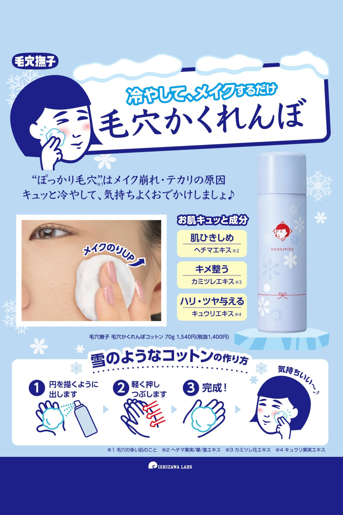 Keananadeshiko Pore Tightening Cotton 70g for Makeup Prep